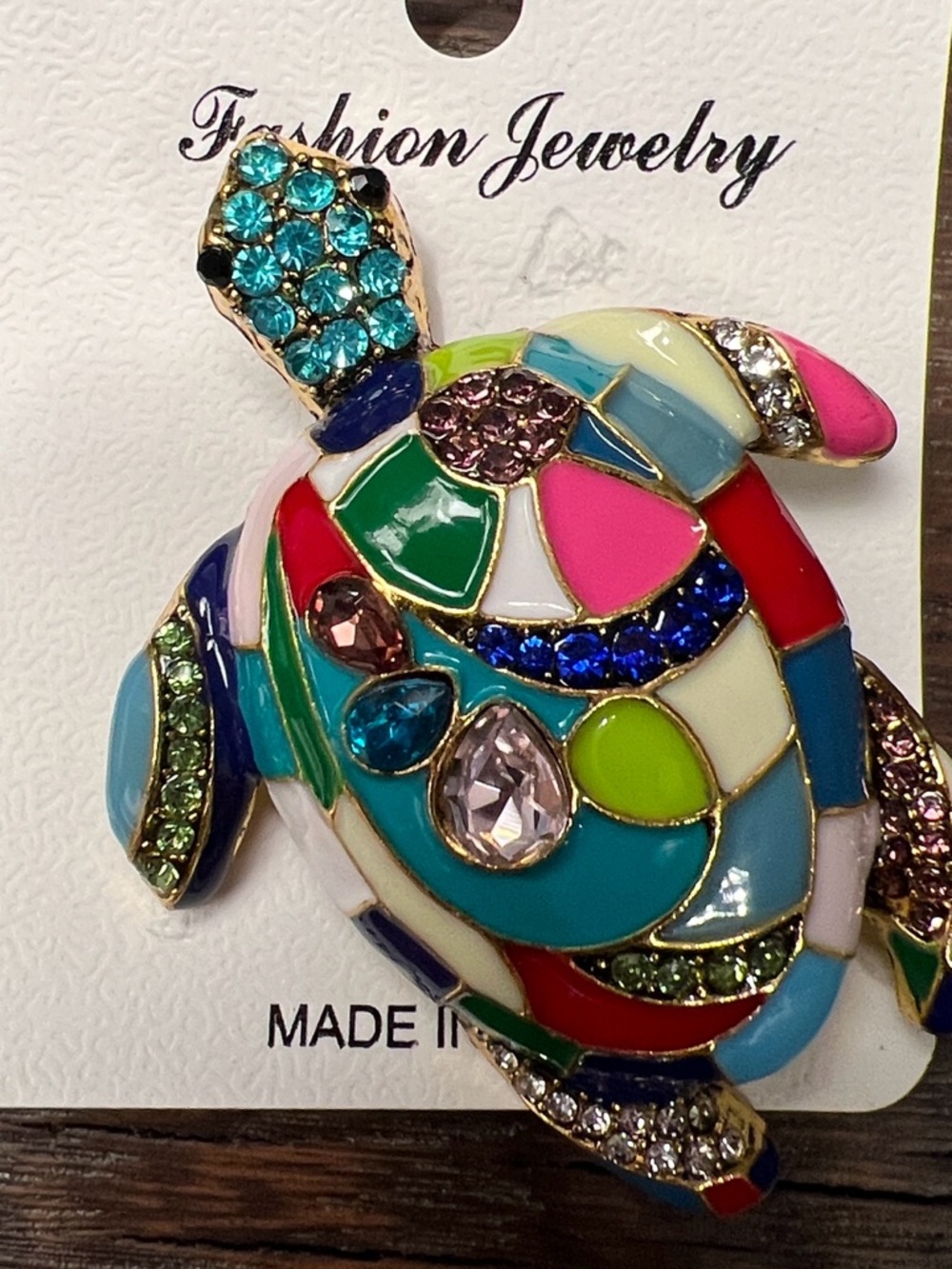 3/$18 Fashion Jewelry Multicolor Turtle Brooch - Colorful Enamel - Lot 7003